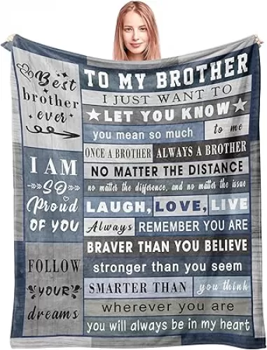 Gifts for Brother Fathers Day Blanket from Sister - Brother Christmas Birthday Gift Adult - Ultra Soft Plush Throw Present Ideas for Bedding Sofa - 60"x50"