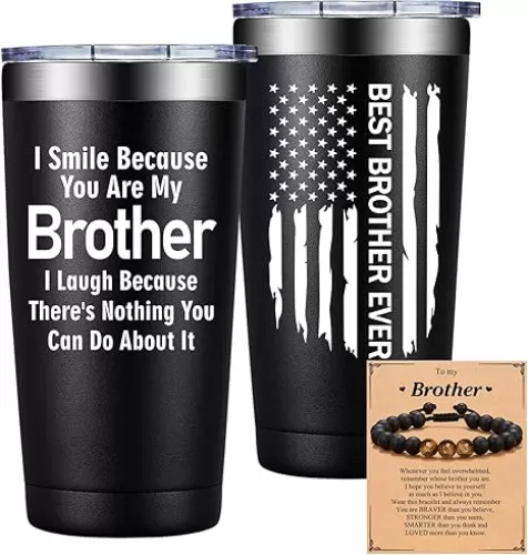 Grifarny Brother Gifts from Sister - Christmas, Fathers Day, Birthday Gifts for Brothers - I Smile Because You are My Brother Tumbler Cup 20oz