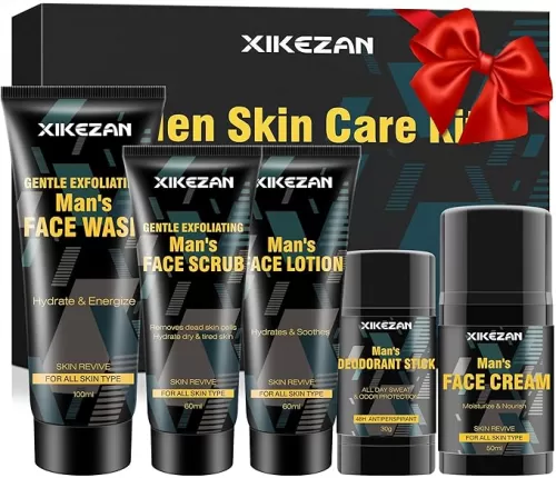 Mens Gifts for Men, Mens Skin Care Kit, Nourishe & Hydrate Skin w/Face Wash, Scrub, Lotion, Cream, Deodorant, Stocking Stuffers for Him Unique Christmas Gifts for Men Him Dad Husband Boyfriend Teen Boy