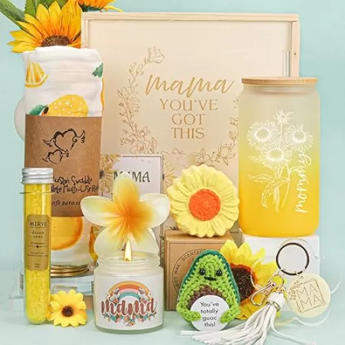 New Mom Gifts, Pregnancy Gifts, New Mummy Care Package After Baby, Mom To Be Inspire Gift, Self-Care Spa Gift Set 12oz Glass Cup for New Mama
