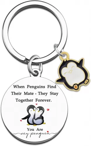 Penguin Keychain Gift for Husband Wife Boyfriend Girlfriend Cute Birthday Gift Ideas Romantic Gifts for Him Her Meaningful Couples Keychain for Couple Birthday Valentines Anniversary