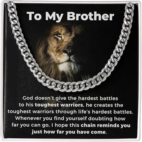 Stainless Steel Cuban Chain Necklace for Brother - Sentimental Birthday Gift from Sister - Men