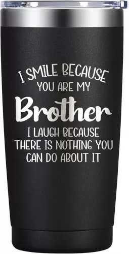 WOELIVE Gifts for Brother - Brother Gift from Sister - Christmas Fathers Day Birthday Gifts for Brothers - 20oz Insulated Stainless Steel Tumbler Coffee Cup, Black