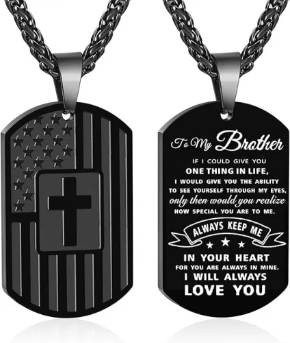 Zocomi To My Son Dad Brother Husband Grandson Grandpa Boyfriend Man Dog Tag Cross Necklace Christian American Flag Birthday Graduation Gifts Jewelry for Men Boys